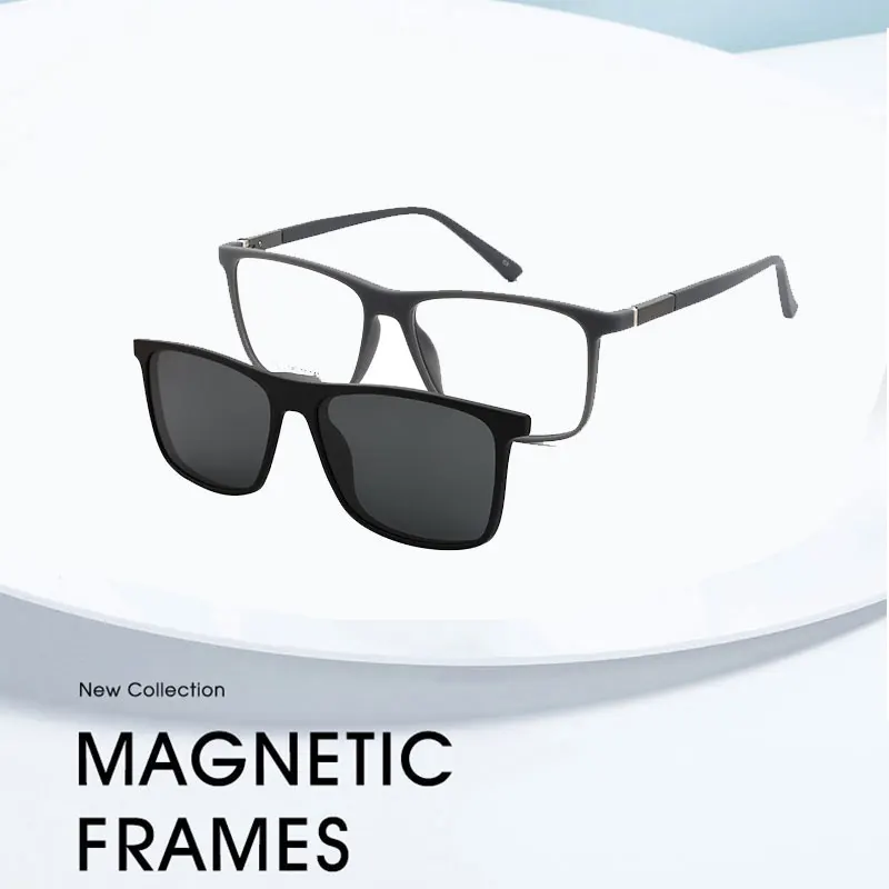 Sunglasses Women Magnetic Clip On 2 in 1 TR90 Square Sun Glasses Polarized Sunglasses Men Women Glasses for Computer Screen 2020