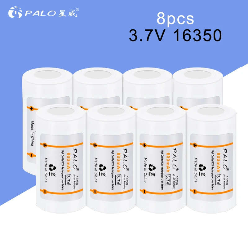 8pcs 800mAh 16340 / 16350 3.7v li-ion rechargeable battery 3.7 volt lithium li ion liion batteries - Цвет: 8pcs