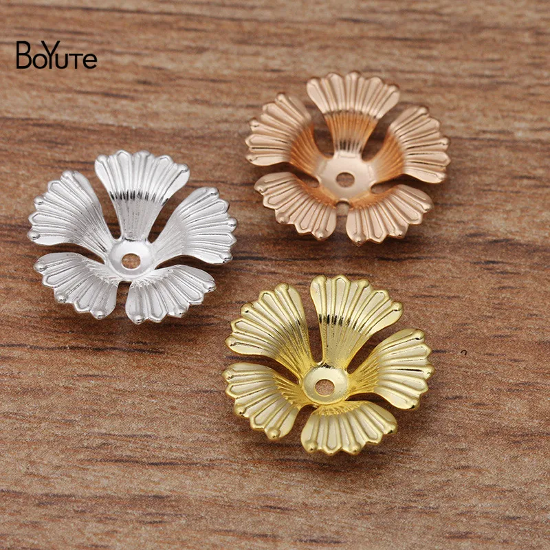 

BoYuTe (100 Pieces/Lot) 17*4MM Metal Brass Flower Bead Caps for Jewelry Making Diy Accessories Wholesale
