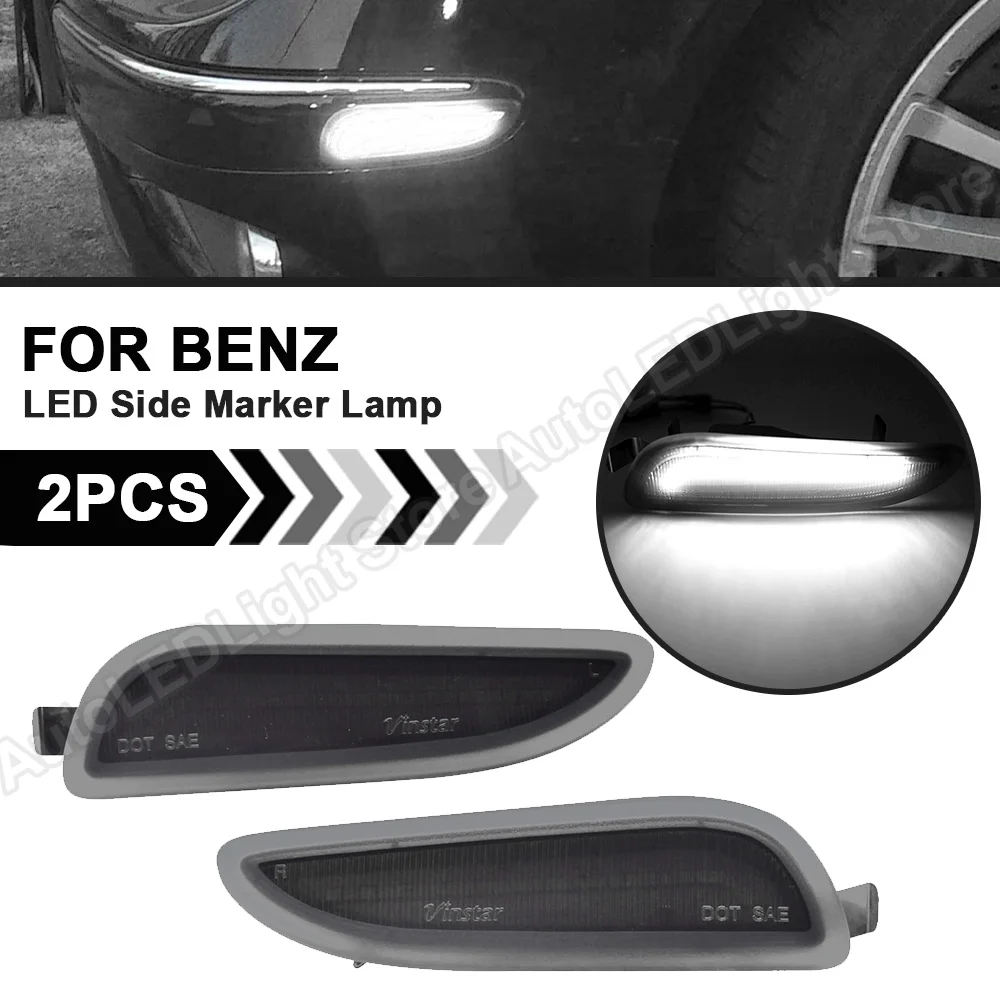 

2Pcs White Light Smoked For Benz CLK55 AMG CLK500 CLK320 CLK63 AMG Front Side Marke Light Turan Signal Lamp US Version