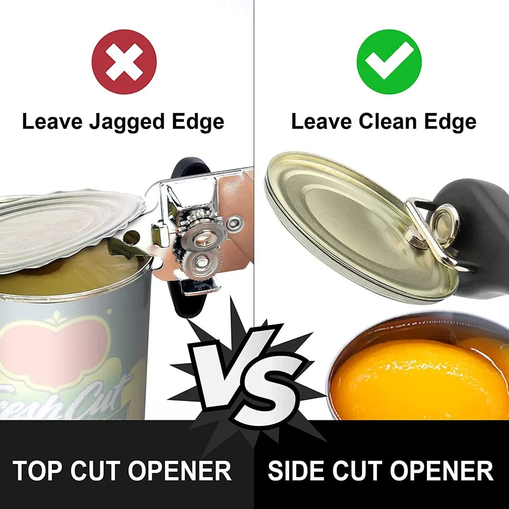 

Safety Easy Stainless Steel Manual Can Opener Professional Effortless Openers with Turn Knob Household Kitchen Useful Tool
