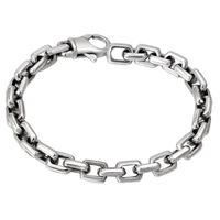 925 sterling silver colour bracelet man high polish curb link chain bracelet for vintage punk rock biker mens jewelry
