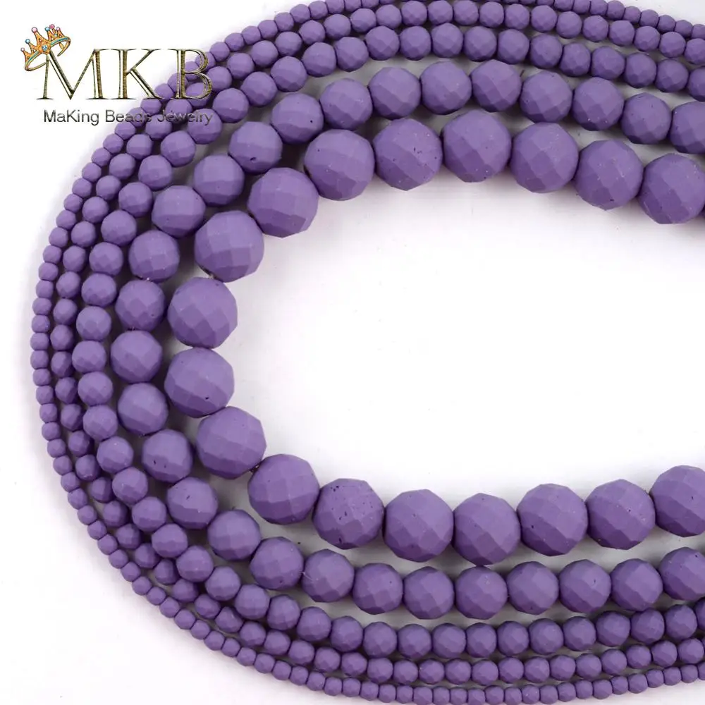 

2/3/4/6/8/10 мм натуральный камень, фиолетовый гематитовые резиновые бусины, зеркальные граненые бусины, зеркальный браслет 15 дюймов