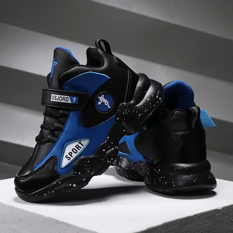 Баскетбольные кроссовки для мальчиков кожаные Нескользящие большие спортивные