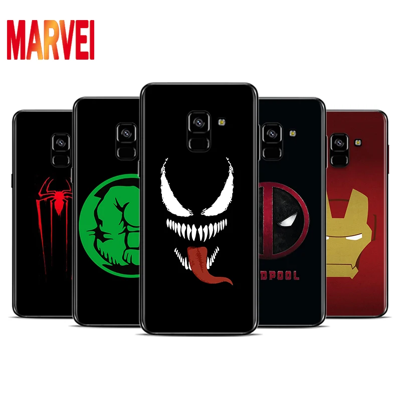 

Marvel Superhero Logo Soft TPU For Samsung Galaxy A8 A9 A7 A750 A6 A5 A3 A6S A8S Star Plus 2016 2017 2018 Black Phone Case