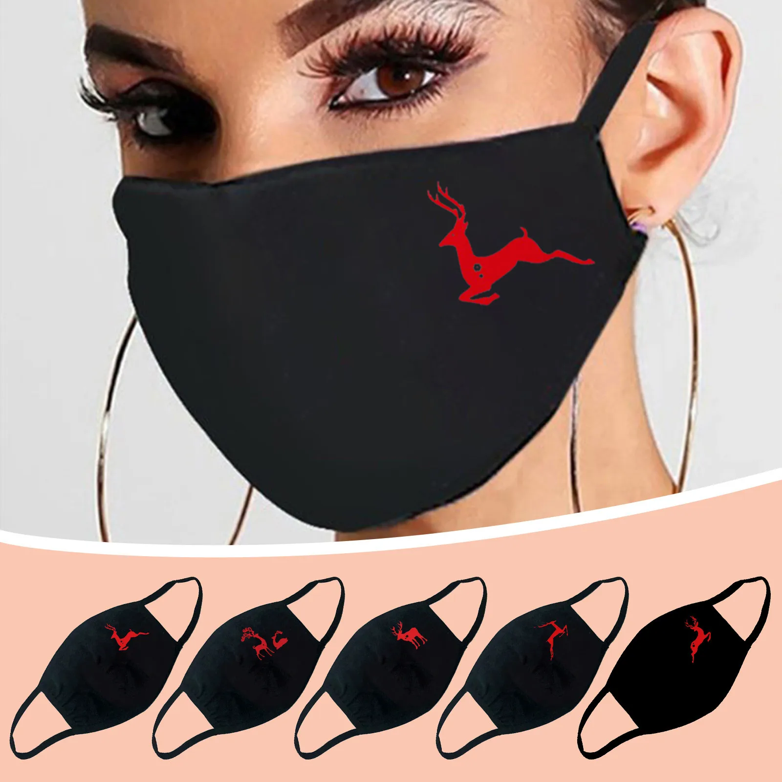 

5pc Fashion Fabric Masks Women Printed Mask Outdoor Dustproof Mouth Mask Washable Soft Reuse Face Mask Cubre Bocas Lavable d5