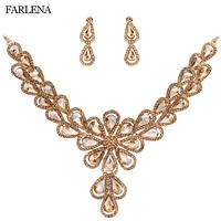 farlena wedding jewelry fashion crystal necklace earrings set for women bridal flower rhinestone jewelry sets