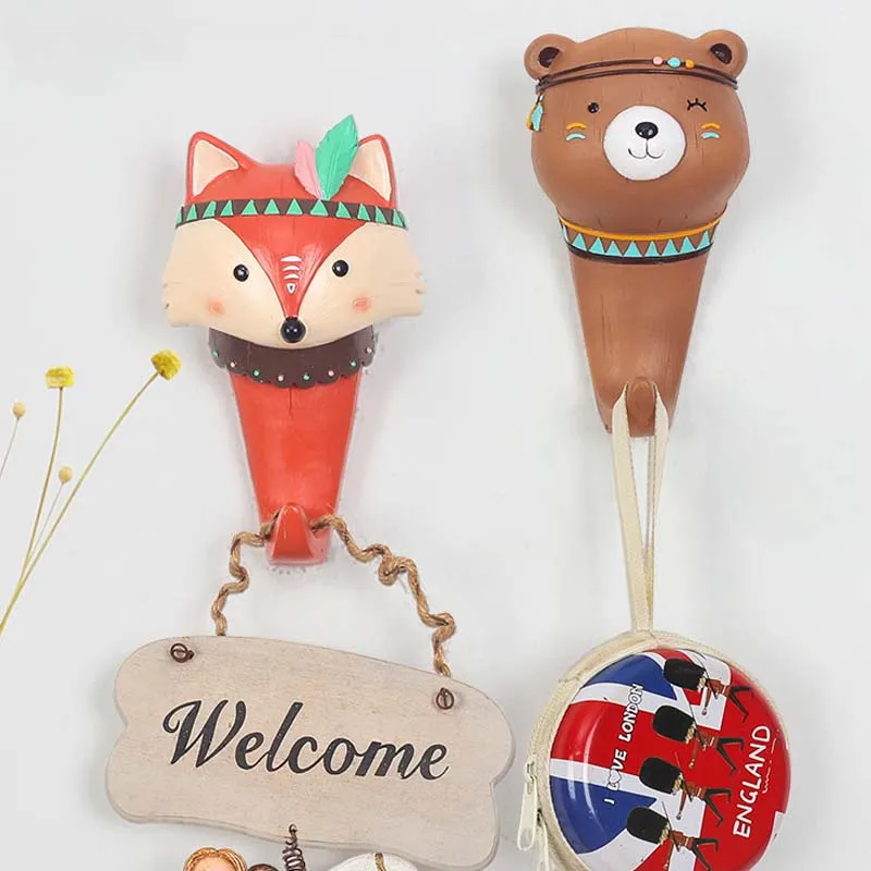 

Animal Hooks Storage Rack Decorative Wall Decoration Pendant Background Wall Storage Hook Home Creative Cartoon Resin Crafts