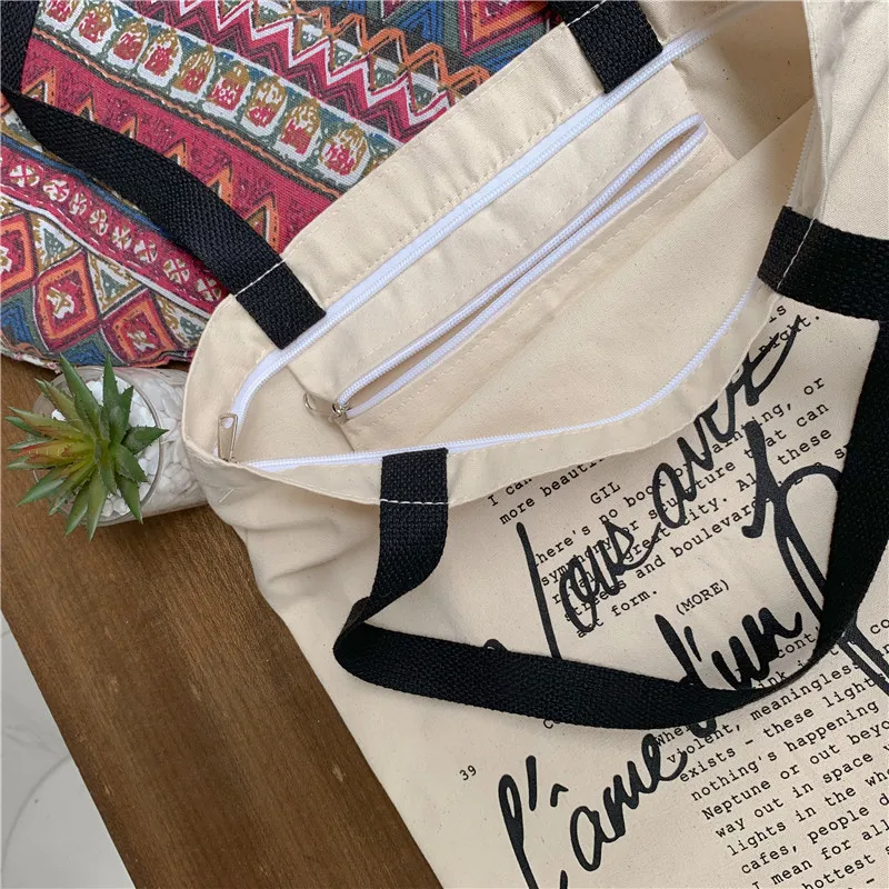 Холщовая Сумка с буквами для студентов компактная стильная сумка учебы милые