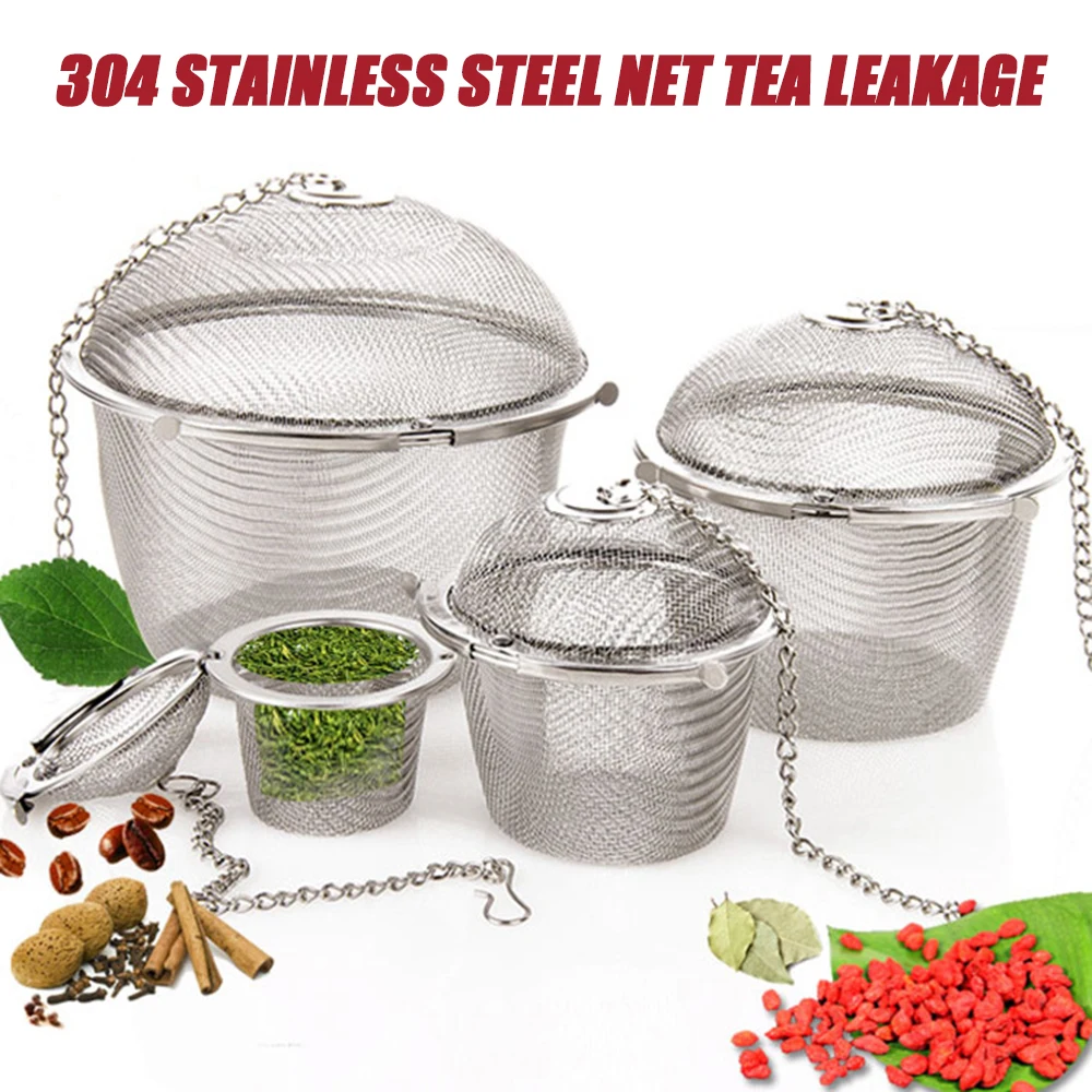 

304 Stainless Steel Tea Strainer Infuser Kitchen Tools Seasoning Ball Mesh Spice Cooking Herbal Tea Tea Tools Ball With Chain