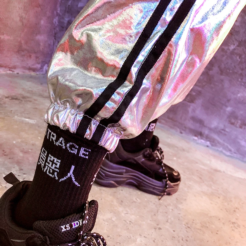 

M-XXL!Personality street card nightclub fashion bright color DJ stage dress hip hop hip-hop pants loose feet feet pants men.