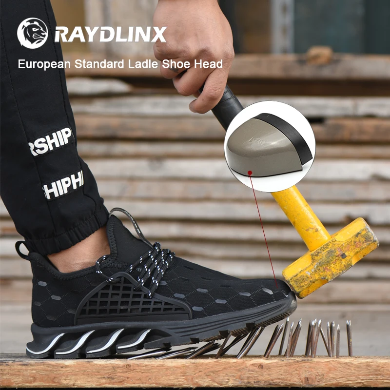 RAYDLINX Men's Safety Shoes Boots With Steel Toe Cap Casual Men's Boots Work Indestructible Shoes Puncture-Proof Work Sneakers