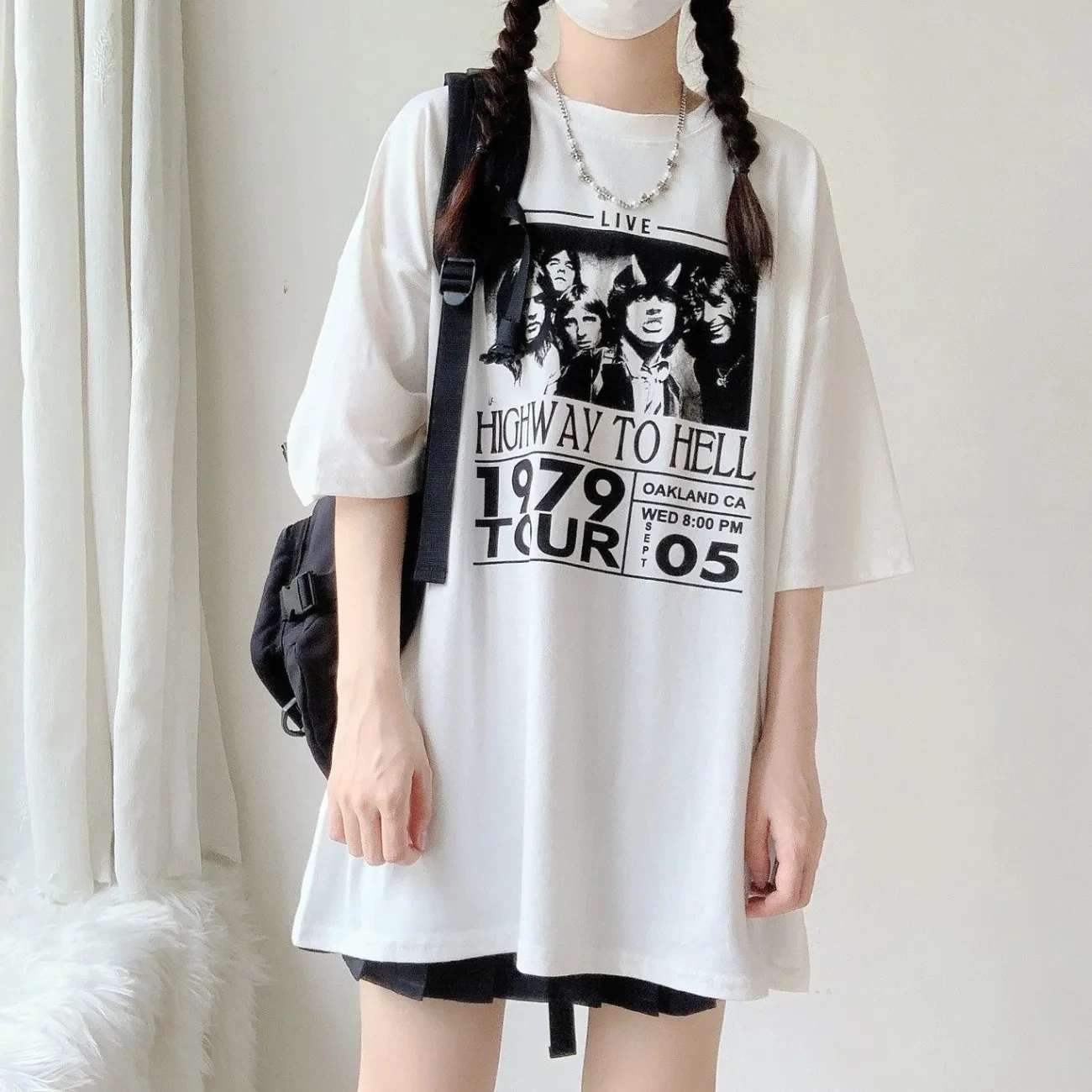 

Летняя одежда, уличные футболки, женская готическая Повседневная футболка с принтом, Ullzang Harajuku белая свободная футболка в стиле хип-хоп, женские топы