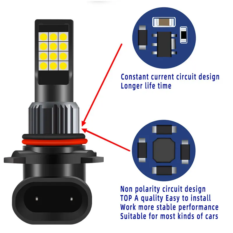 2PCS LED Car Fog Light 9005 Type 12V High Quality White/Yellow Super Bright Lamp Bulb Work Front And Rear Lights | Автомобили и