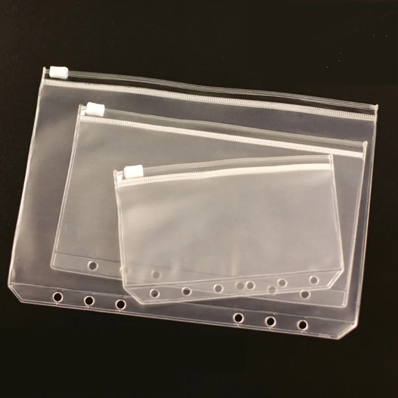 5 шт.% 2Flot File Organizer Storage Folder Standard Transparent PVC Loose Leaf Pouch with Self-Style Zipper Filing Binder Document