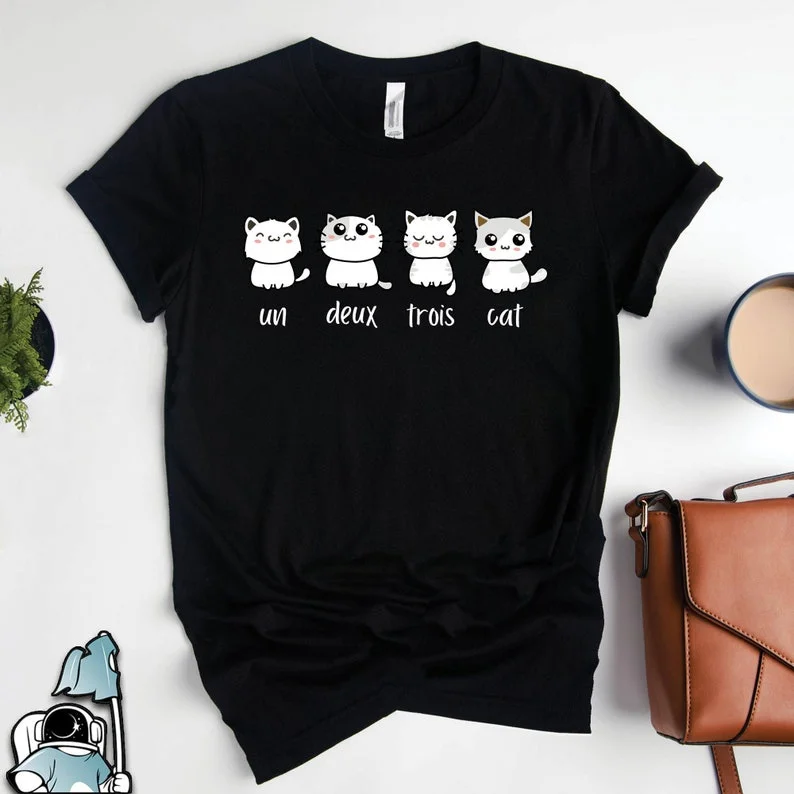 

Рубашка для кошки Un Two Three, подарок хозяину кошки, женская рубашка для кошки, забавная рубашка для кошки, забавная рубашка для кошки во францу...