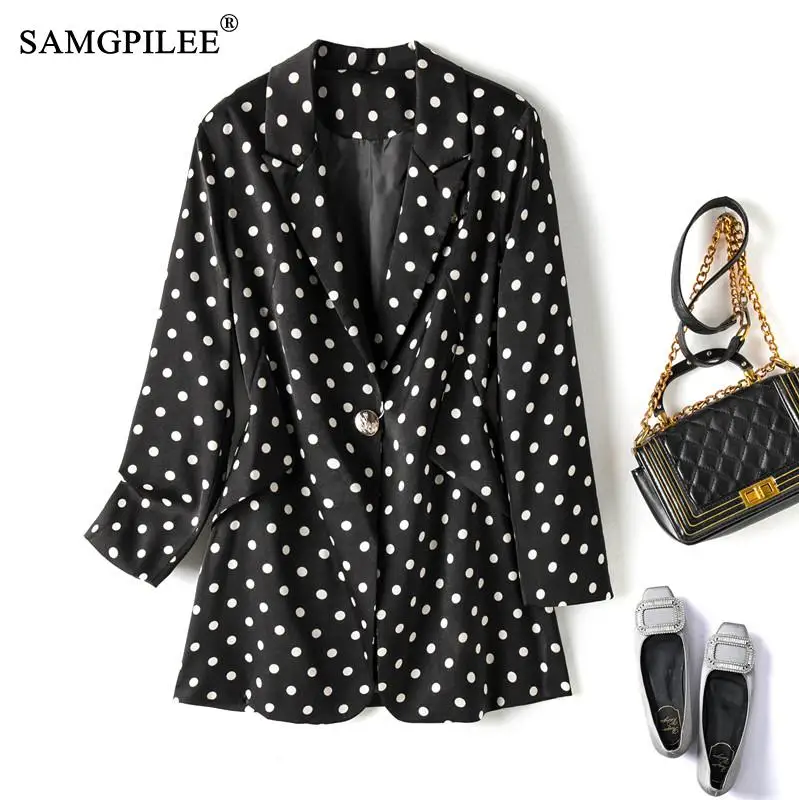 

Блейзер Женский Классический в горошек, осень 2021