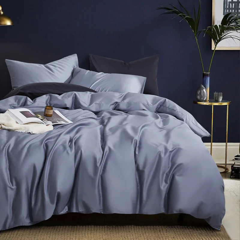 

Шелковистый мягкий однотонный Комплект постельного белья из чистого египетского хлопка, Комплект постельного белья размера семьи, пододея...