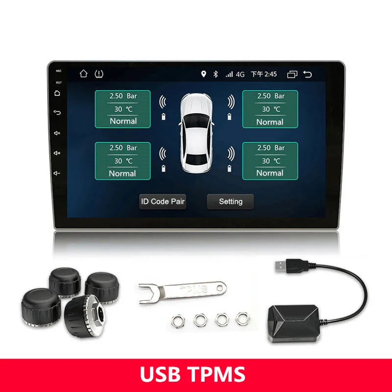 Система контроля давления в шинах TPMS USB для автомобильного радио высокая