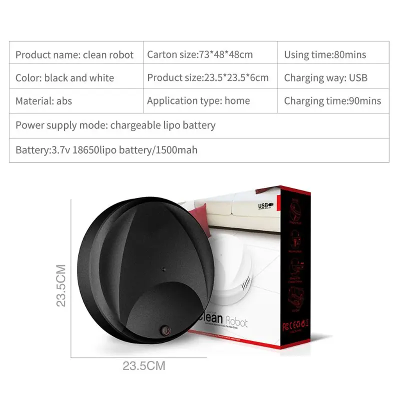 

Automatic Smart Sweeping Robot Vacuum Cleaner Floor Dirt Home USB Rechargeable Cleaning Machine