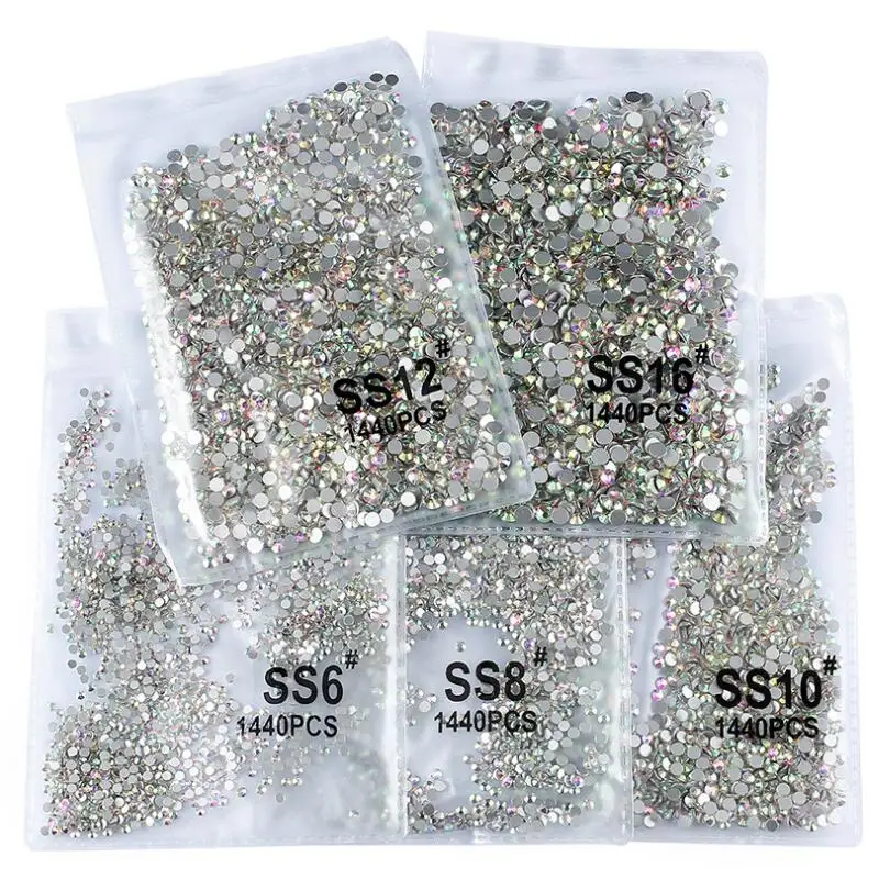 1440 шт. прозрачные кристаллы AB Glass 3D Стразы для дизайна ногтей без горячей фиксации