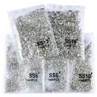 Стразы 3D из прозрачного хрусталя АВ, 1440 шт., для дизайна ногтей, без исправлений, плоские стразы для дизайна ногтей SS3-SS20