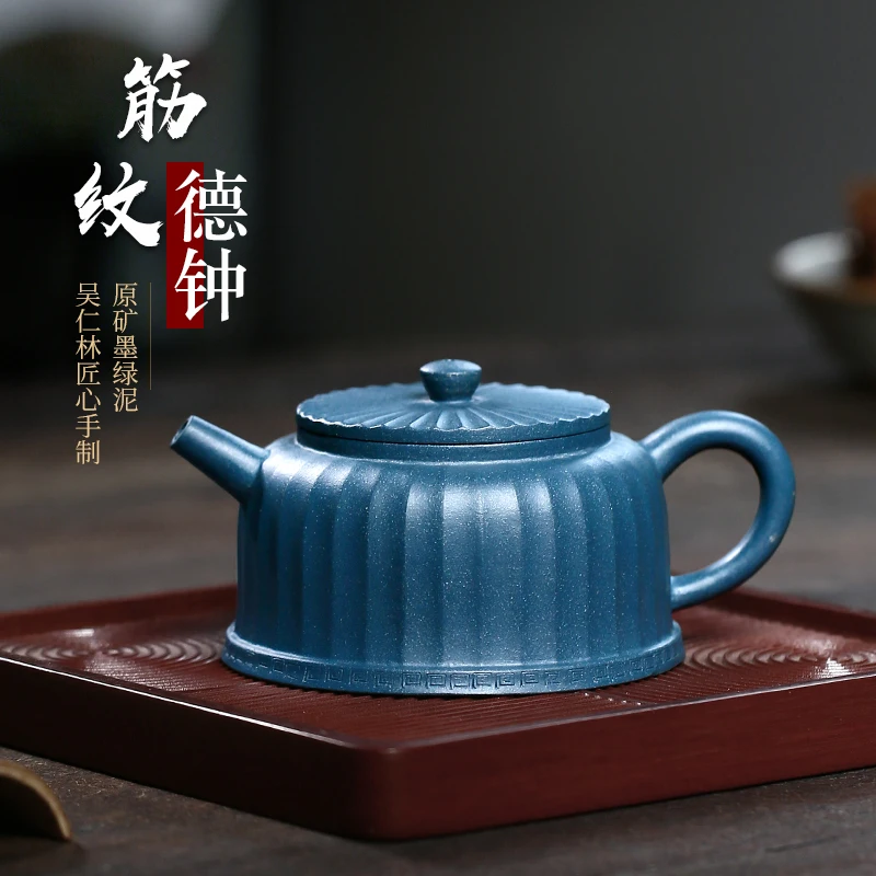 

Yixing рекомендованный Wu Renlin чистый ручной чайник для дома растушеванная руда чернила хлорит jin wen DE bell 270 cc7 отверстие