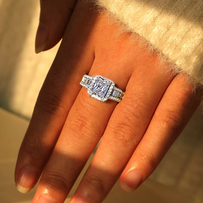 Модные серебряные кольца FNIO для женщин роскошные дизайнерские квадратные