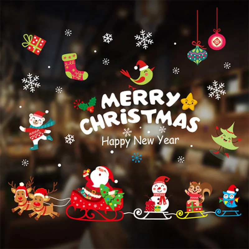 Navidad 2020 DIY оконная пленка Рождественская наклейка украшение на Хэллоуин