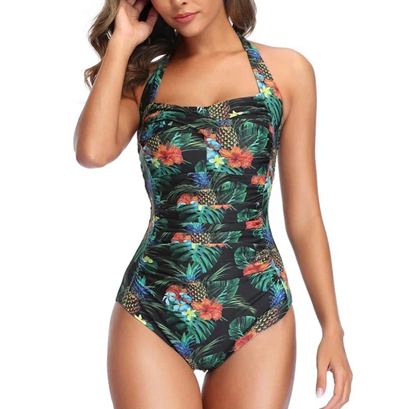 

2020 Sexy Swimsuit Women Swimwear One Piece Bodysuit Push Up Monokini Halter Cross Bathing Suits Swim Suit Wear Female Beachwear