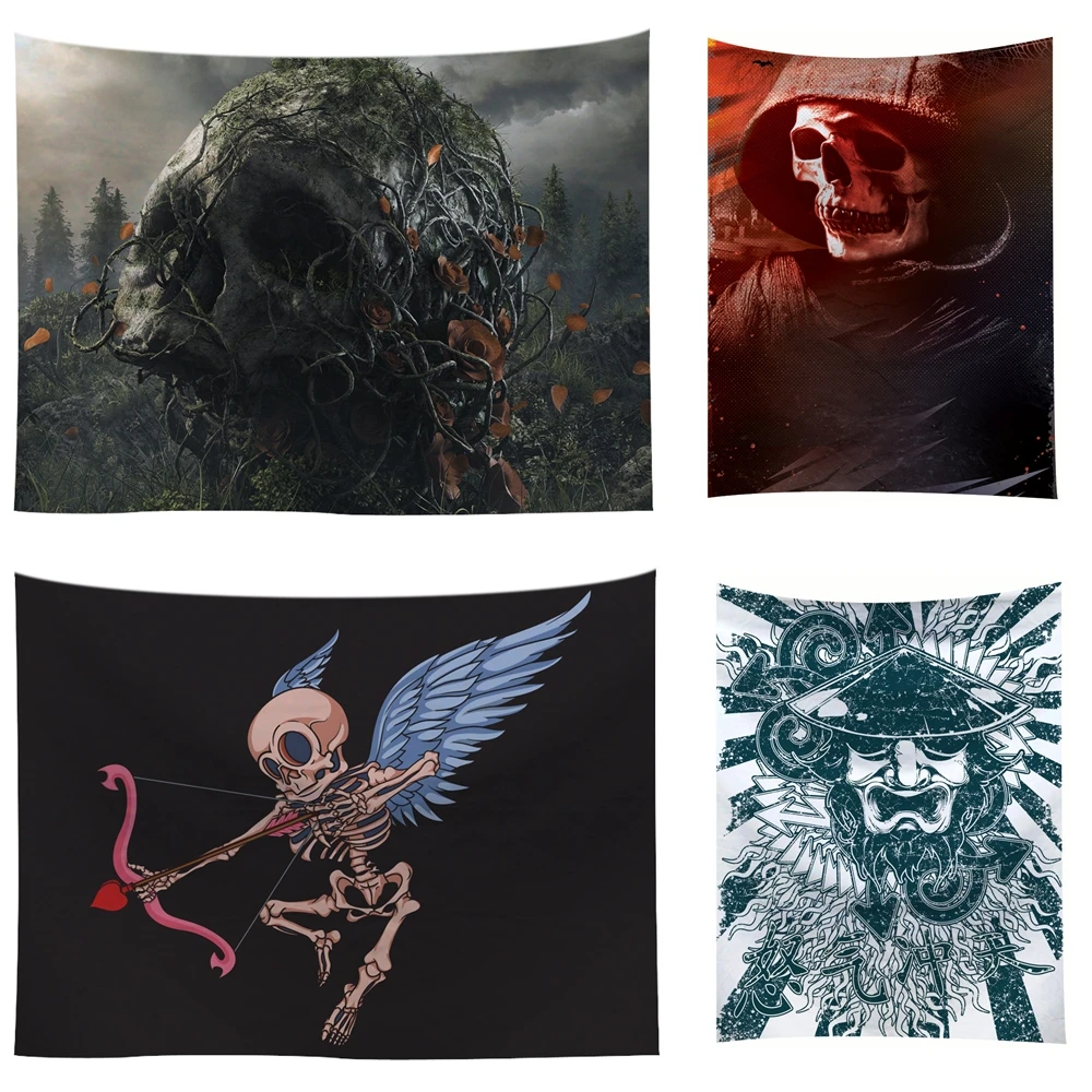 

Nordic ins Mural Skull Tapestry Wall Hanging Blanket Bar Cafe Home Decor Wall Cloth Tapestries Wall Carpet Tattoo Banner Flag
