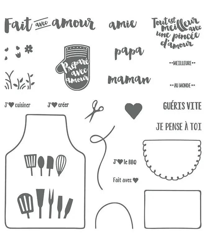 Кухонные принадлежности для мамы прозрачные штампы скрапбукинга сделай