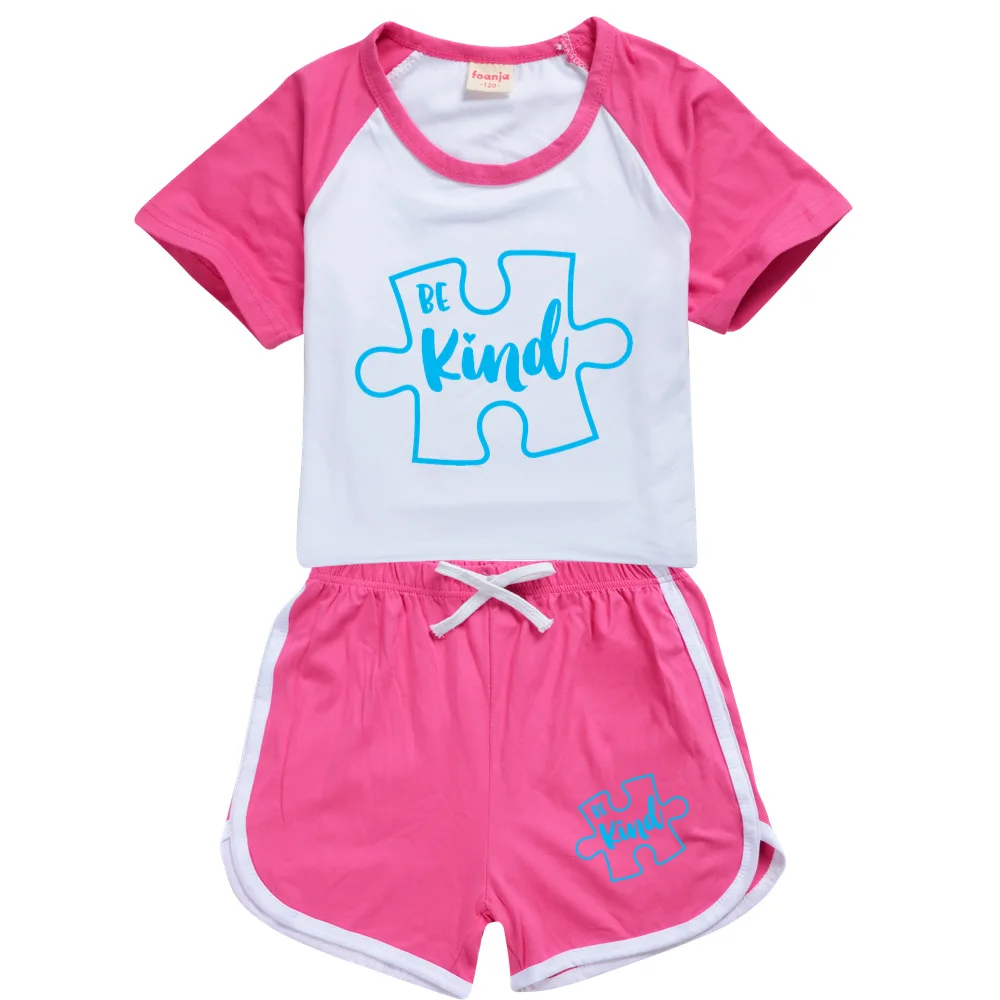 

Be Kind Cartoon Kids Casual Sets Summer Spring Short Sleeve T-shirt Hip-hop Tops Boys Cute Pants Toddler Girl Fall Clothes 2020