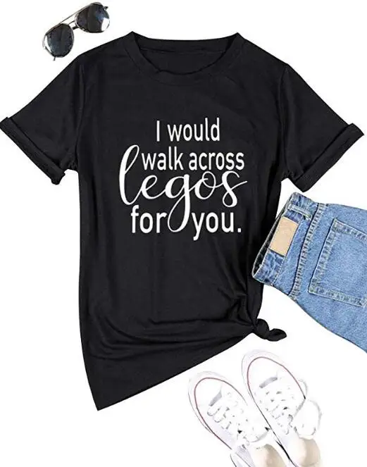 Я бы шагал по лего для вас футболка Графический 100% хлопок повседневные винтажные
