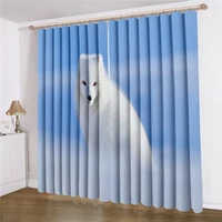 arctic fox window curtains 2 panels white animal window treatments for living room window drapes 3d print cartoon curtains