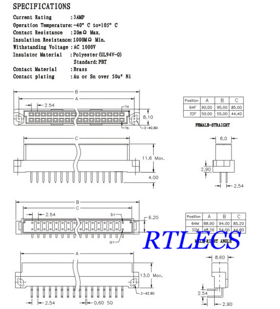 5 шт. разъём для печатной платы 41612 дюйма 64 положения|pin header connector|pin connectorpin pin |