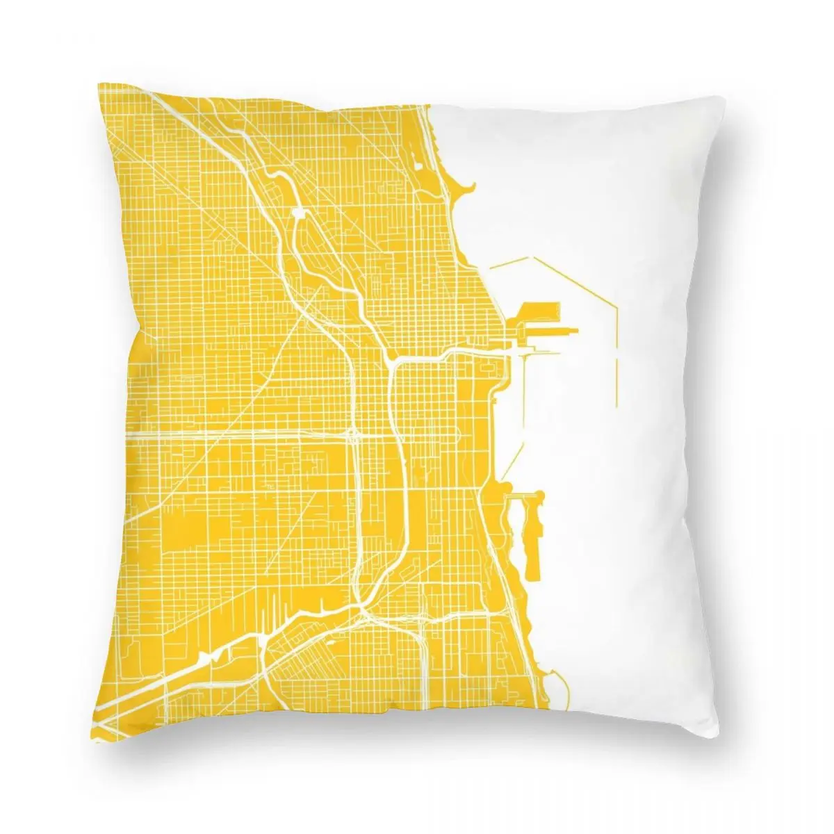 

Желтая квадратная наволочка для подушки из полиэстера и льна