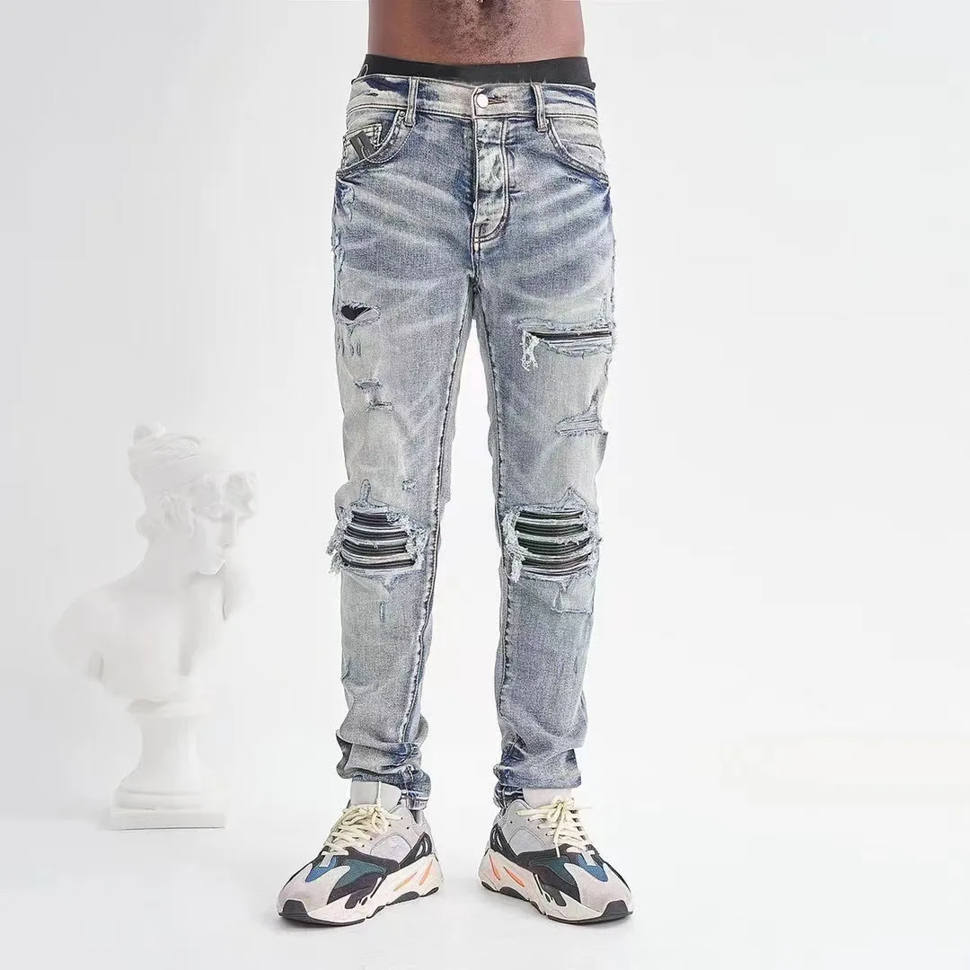 

Джинсы мужские, синие, рваные, в американском стиле