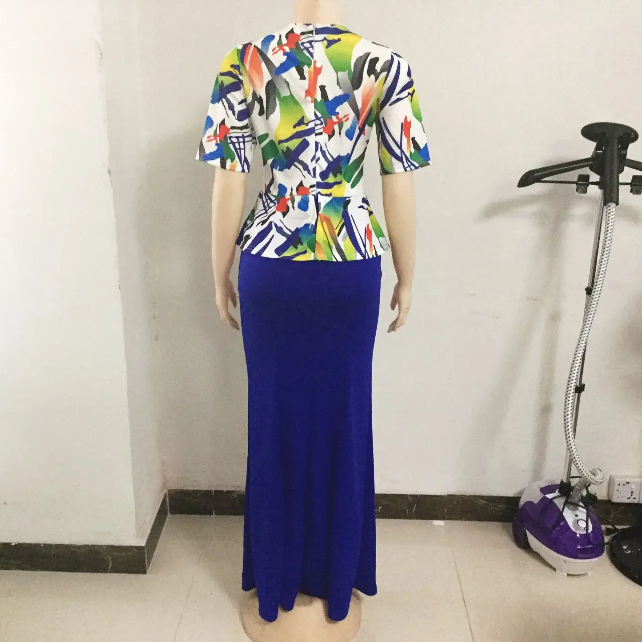 Women Plus Size Maxi Long Floor Length Office Dress Lady Half Sleeve Floral Print Fake 2 Piece Set Elegant Casual Party Dresses | Женская