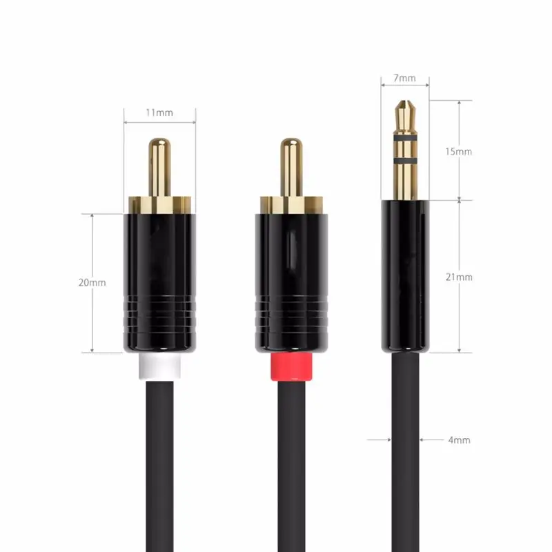Джек 3 5 мм до 2 RCA аудио кабель разветвитель AUX стерео со штыревыми соединителями