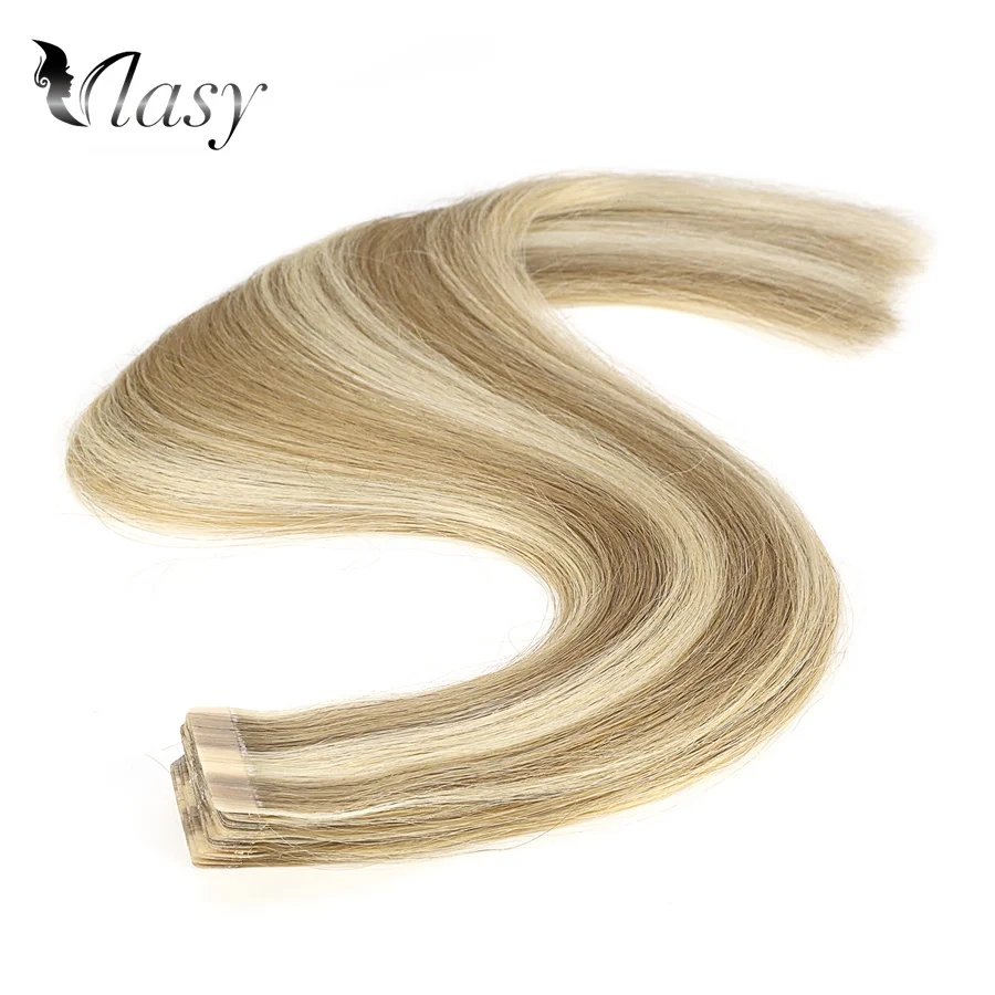 P16-60 Vlasy 16 ''20'' 24 ''Волосы Remy на ленте для наращивания, цвет пианино, прямые волосы с двойным нарисованным плетением, клейкая лента для наращивания - Цвет: P16-60