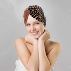 Хлопковый тюрбан для мусульманских женщин, облегающая шапка с узелком, в полоску, с цветочным принтом, головной убор, головной убор