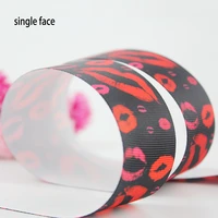red lips printed grosgrain ribbon 9 75mm diy handmade materials christmas wedding gift wrap tape ribbons