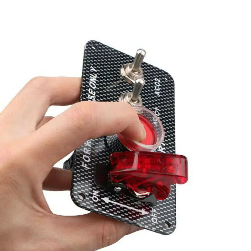 

Carbon Ignition Switch Panel Engine Start Push Button LED 12V Toggle Racing Auto Part