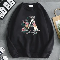 female clothes womens fashion flowers graphic and letters printing clothes womens oversized casual slim sweatshirts funny tops