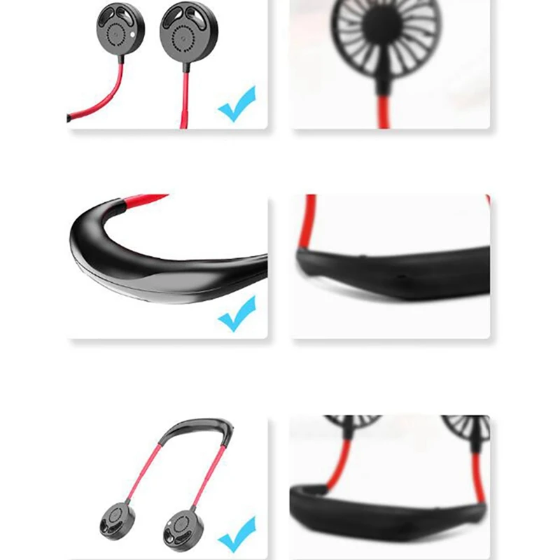 2 комплекта 2000 MAh USB вентилятор Bladeless подвесной перезаряжаемый мини спортивные