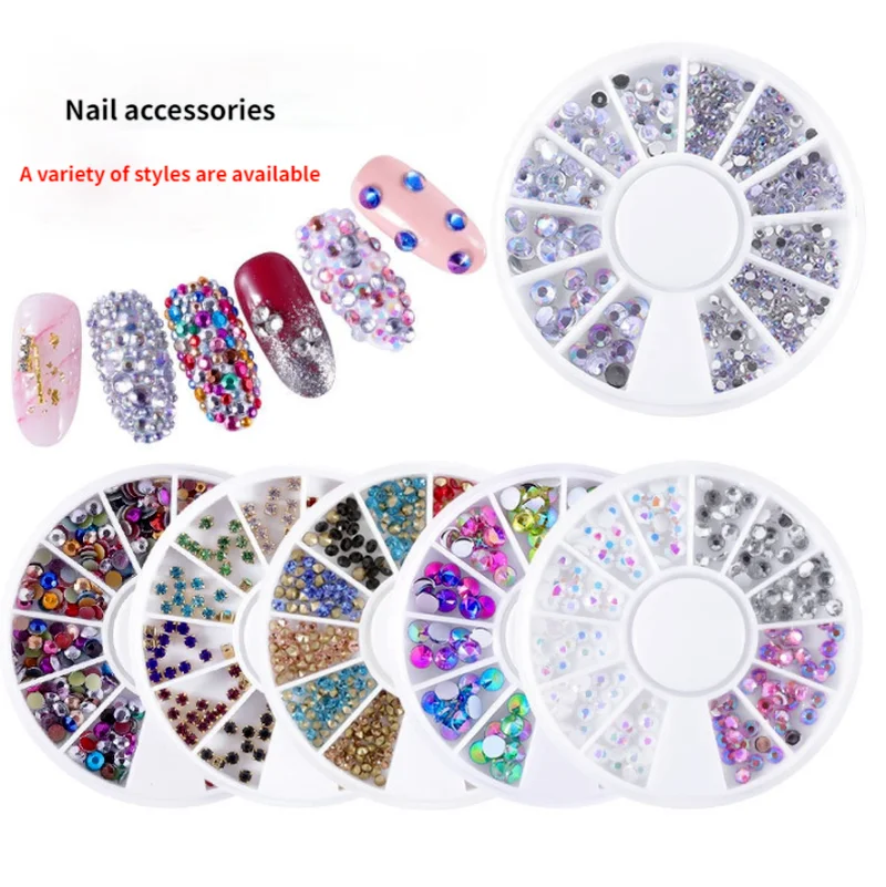 

Nail Art Rhinestone White Diamond Disc Jewelry Peach Heart AB Diamond 12 Grid Nail Accessories Nail Trimming Nail Design