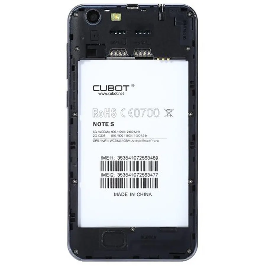 CUBOT NOTE S смартфон с 5 дюймовым дисплеем четырёхъядерным процессором MTK6580 ОЗУ 2 Гб