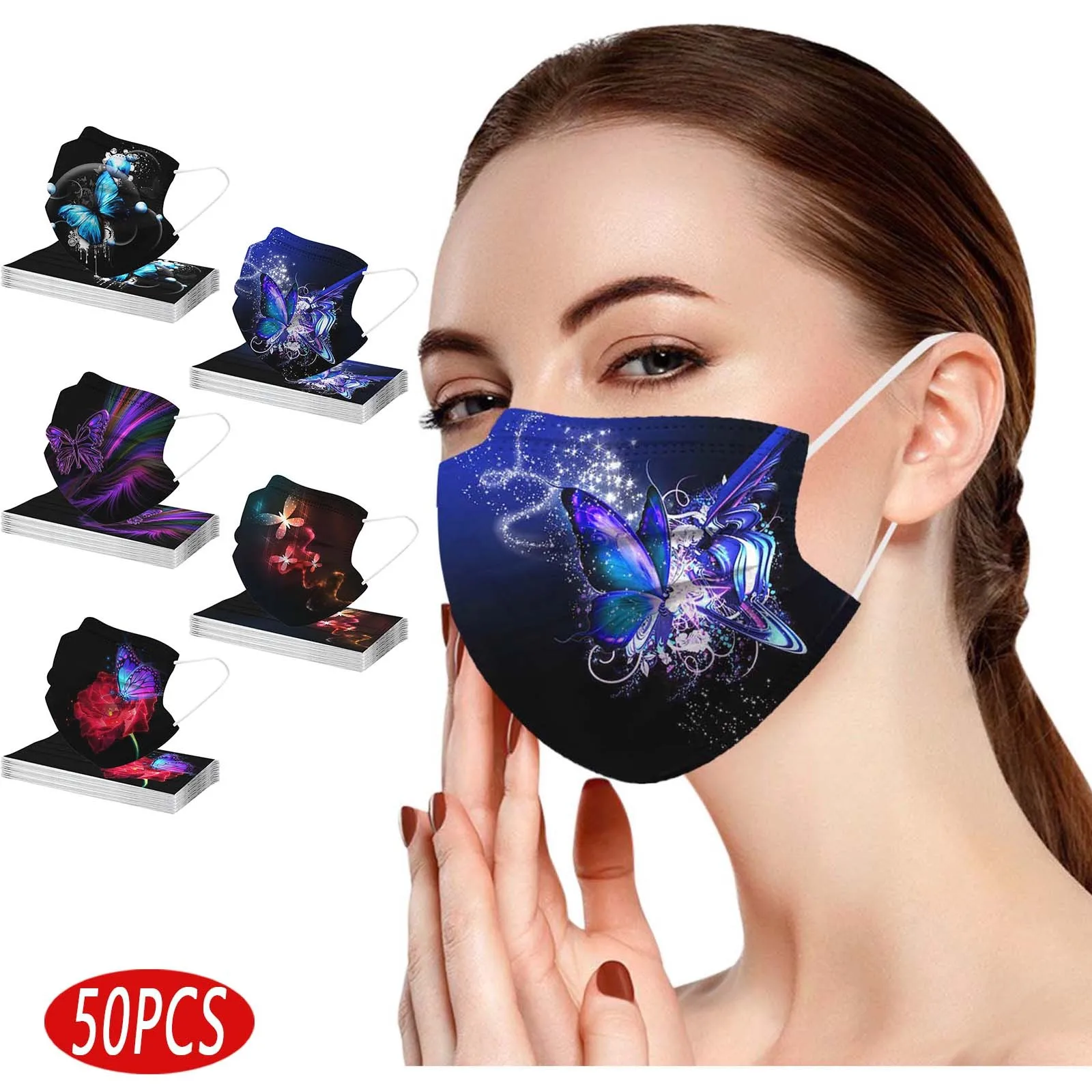 

50 шт., одноразовая трехслойная маска для лица для мужчин и женщин, для взрослых