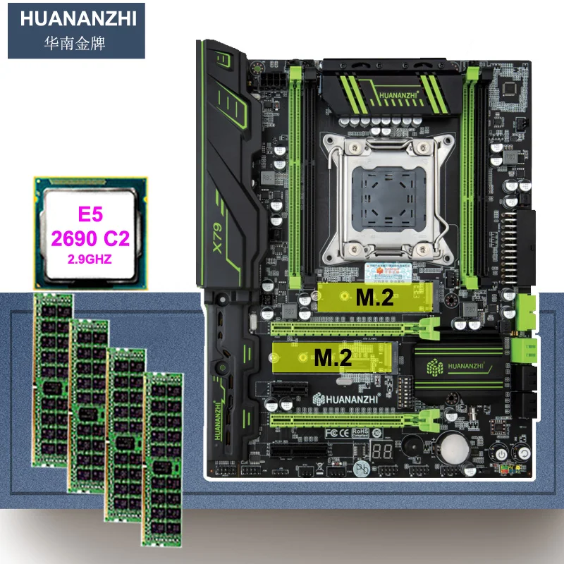 Игровая материнская плата HUANANZHI X79 CPU RAM Combo Dual M.2 SSD слот ЦП Xeon E5 2690 2 9 ГГц 8 ядер 16 Гб